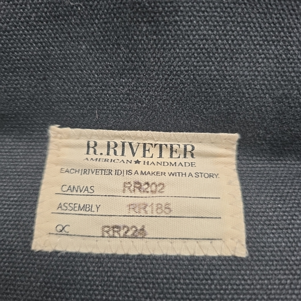 R. Riveter RR202 USA Handmade Black Canvas Tote Bag with Brown Handles - Picture 3 of 8